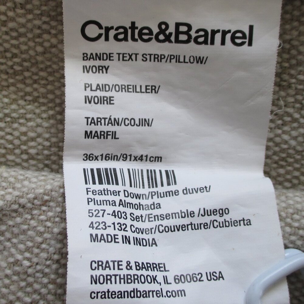 CRATE & BARREL STRIPED LINEN PILLOW COVER - Picture 12 of 14